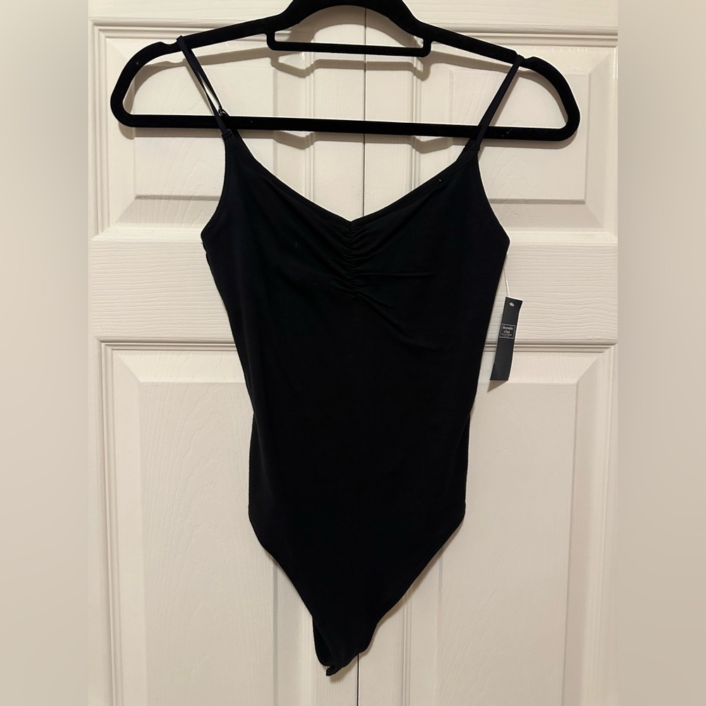 NWT Abercrombie & Fitch Black Ruched Bodysuit